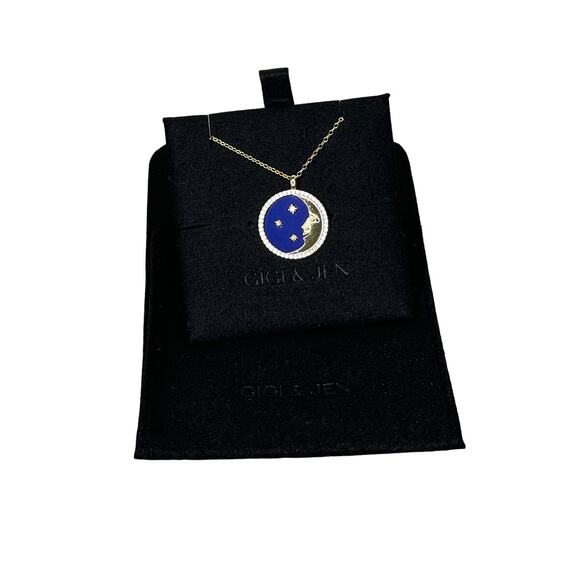 Icon Moon and Star Pendant Gold Tone Necklace - Picture 2 of 7